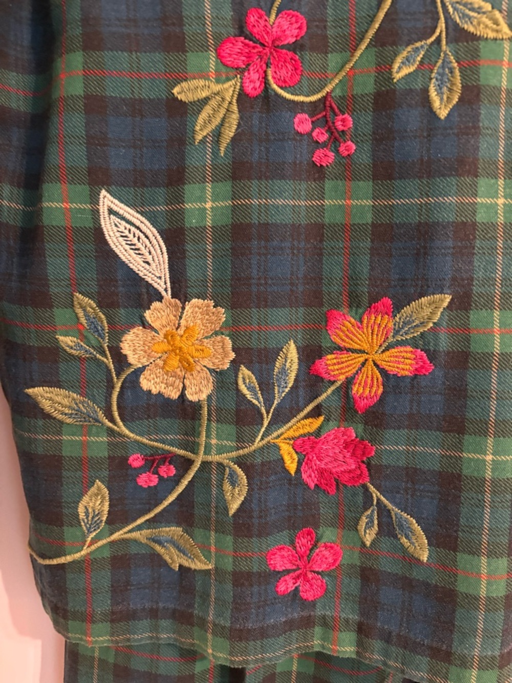Johnny Was RHODA LONG Plaid Flannel Embroidered PJ SET - Picture 12 of 16